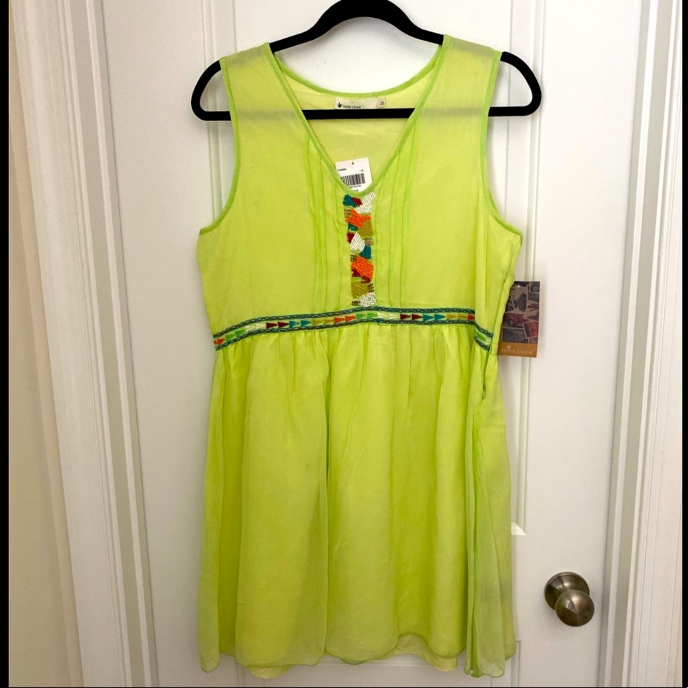 Like Green Mini Dress with Beaded Detail